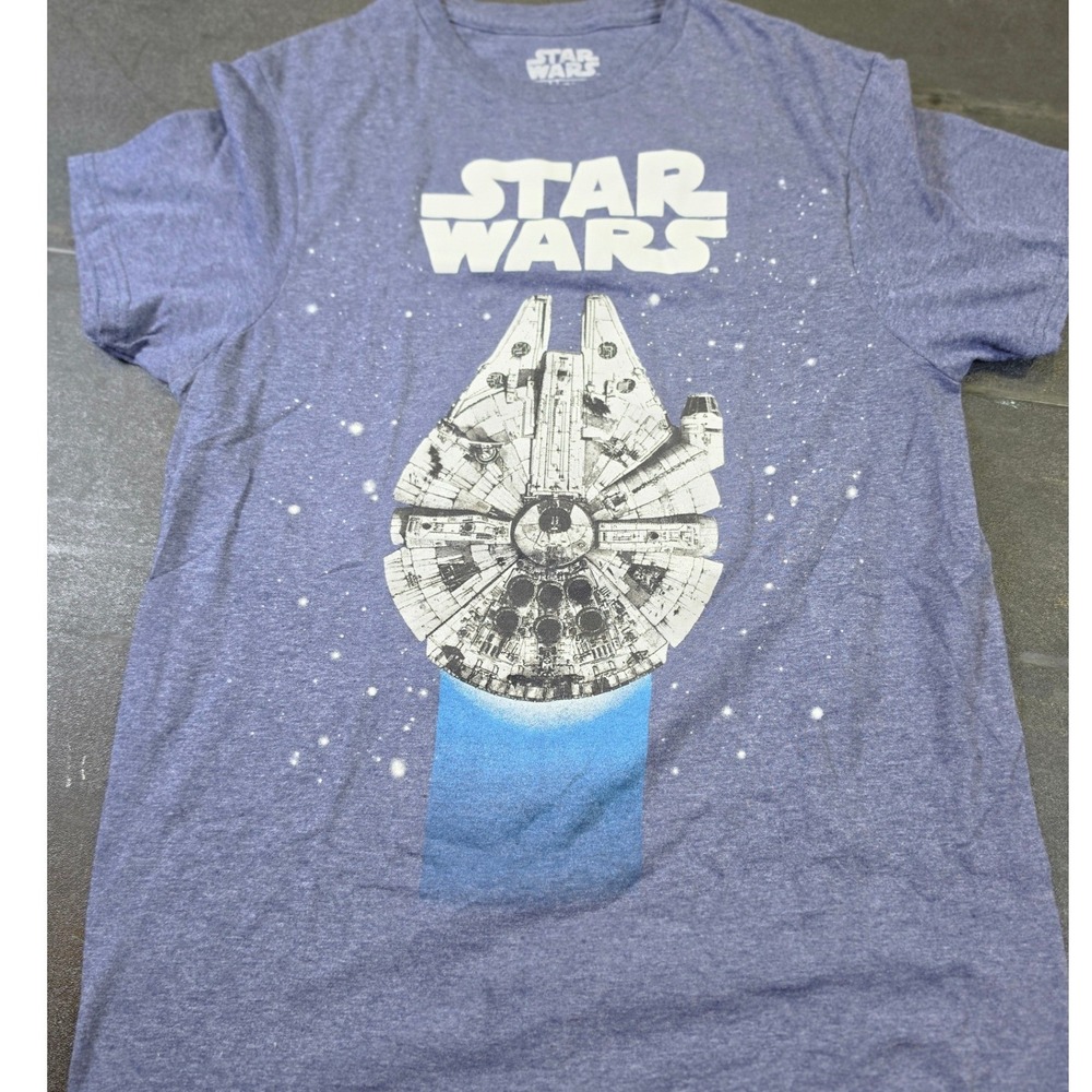 Star Wars Millennium Falcon Graphic T-Shirt Mad Engine Heather Blue Small